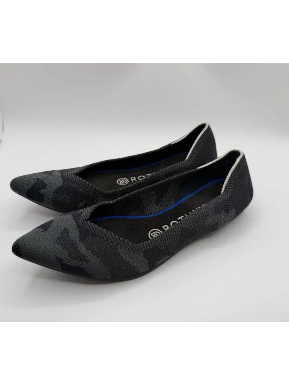 Rothy's The Flats Ballet Women Size 7 Grey Camo Pointed Toe Knit Casual Shoe